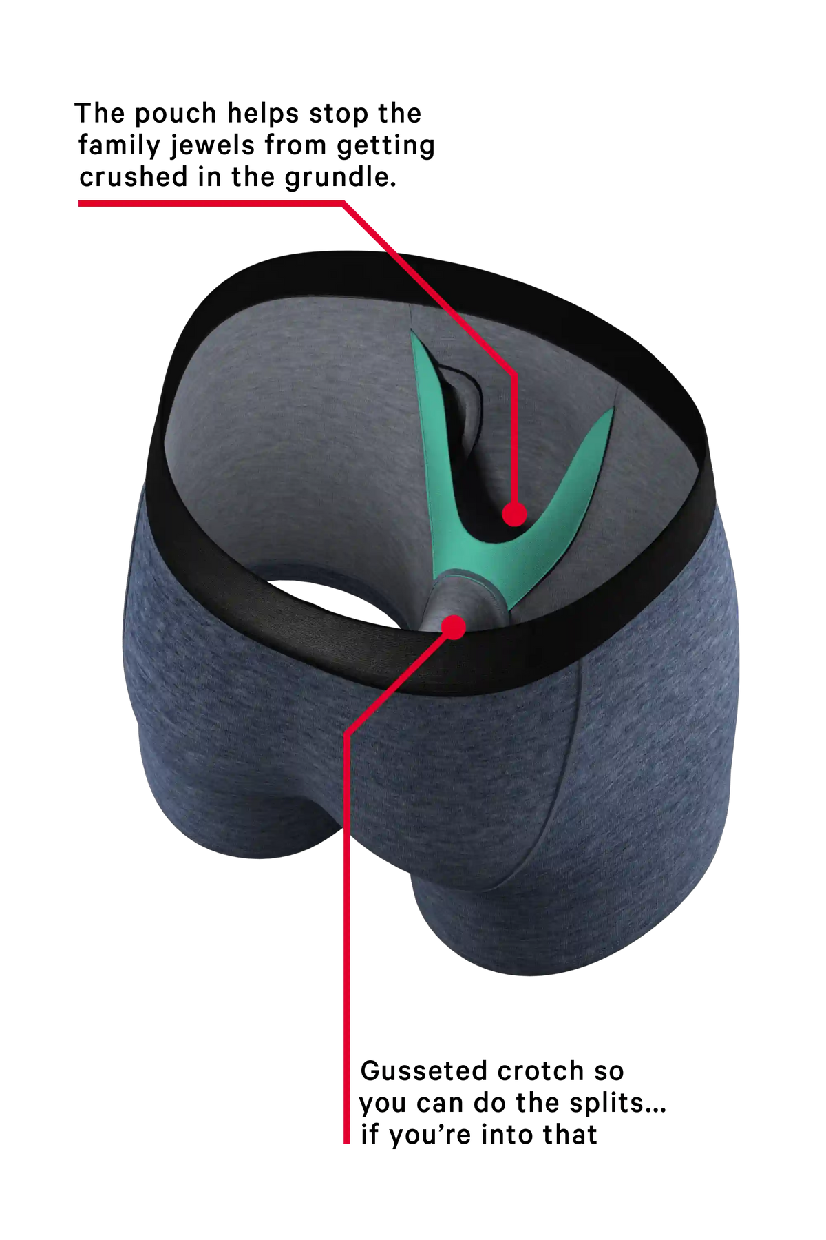 The Blueberry | Blue Heather Ball Hammock® Pouch Underwear With Fly