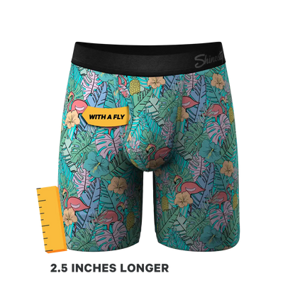 The Hot Tropic | Tropical Flamingo Ball Hammock® Boxer - Long Leg