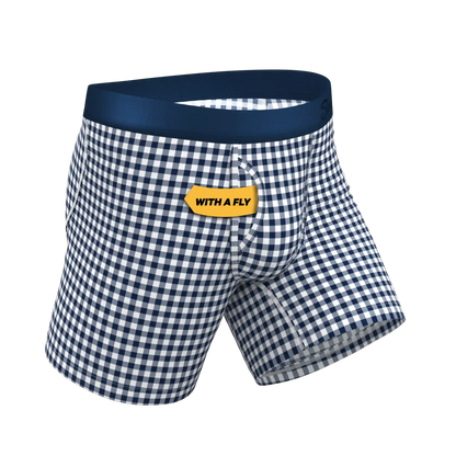 The Mad For Plaid | Navy Gingham Ball Hammock® Pouch Underwear With Fly