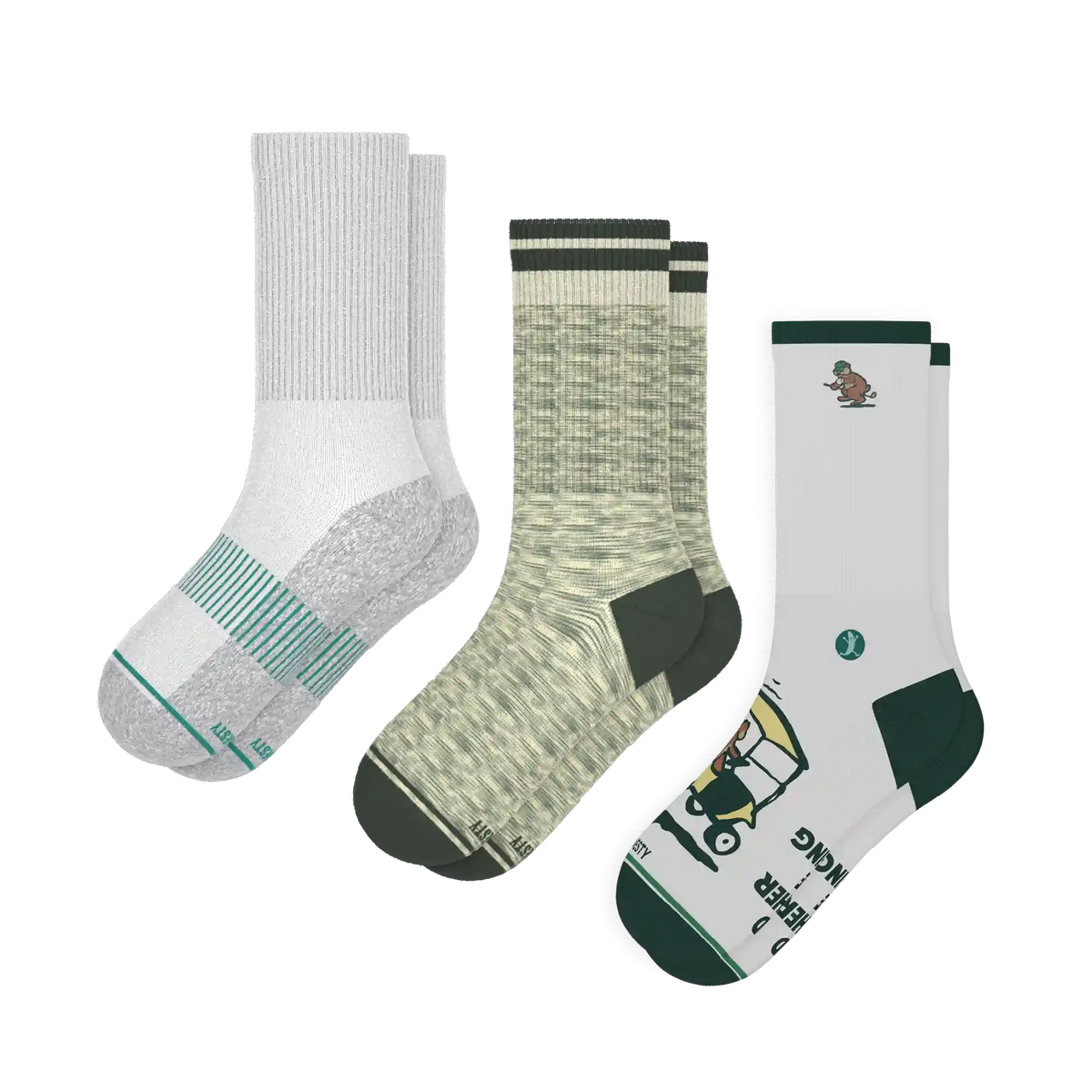 The Golfer Three | Heel Hammock™ Crew Socks 3 Pack