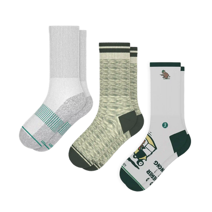 The Golfer Three | Heel Hammock™ Crew Socks 3 Pack
