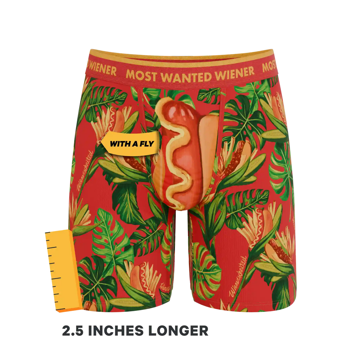 The Wiener In Paradise | Shinesty X Wienerschnitzel Tropical Ball Hammock® Boxer - Long Leg