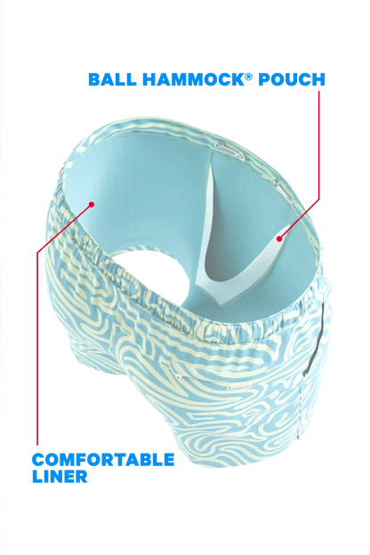 The Water Park | Neon Abstract Line Ball Hammock® Pouch 8" Swim Trunks