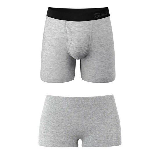The Intramural Champ | Grey Boyshort and Ball Hammock® Boxer With Fly Matching Couples Underwear Pack