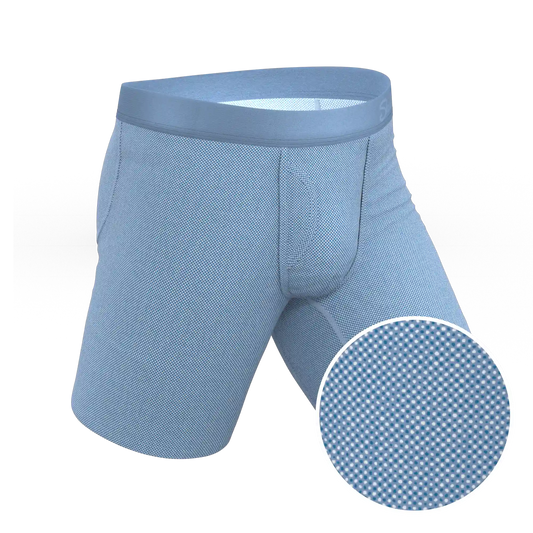 The Chambray All Day | Blue Chambray Ball Hammock® Boxer - Long Leg