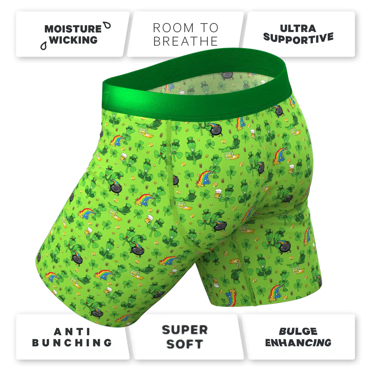 The 3 Leafs To The Wind | St Patricks Day Clovers Ball Hammock® Boxer - Long Leg