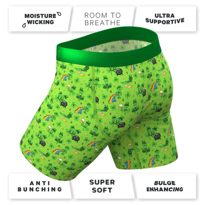 The 3 Leafs To The Wind | St Patricks Day Clovers Ball Hammock® Boxer - Long Leg