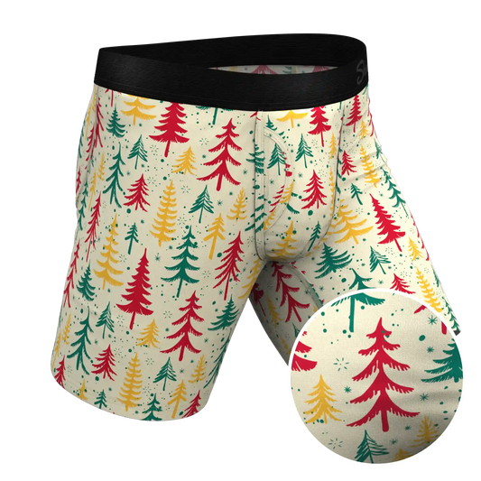 The Pine Tree Playboy | Retro Christmas Trees Ball Hammock® Boxer - Long Leg