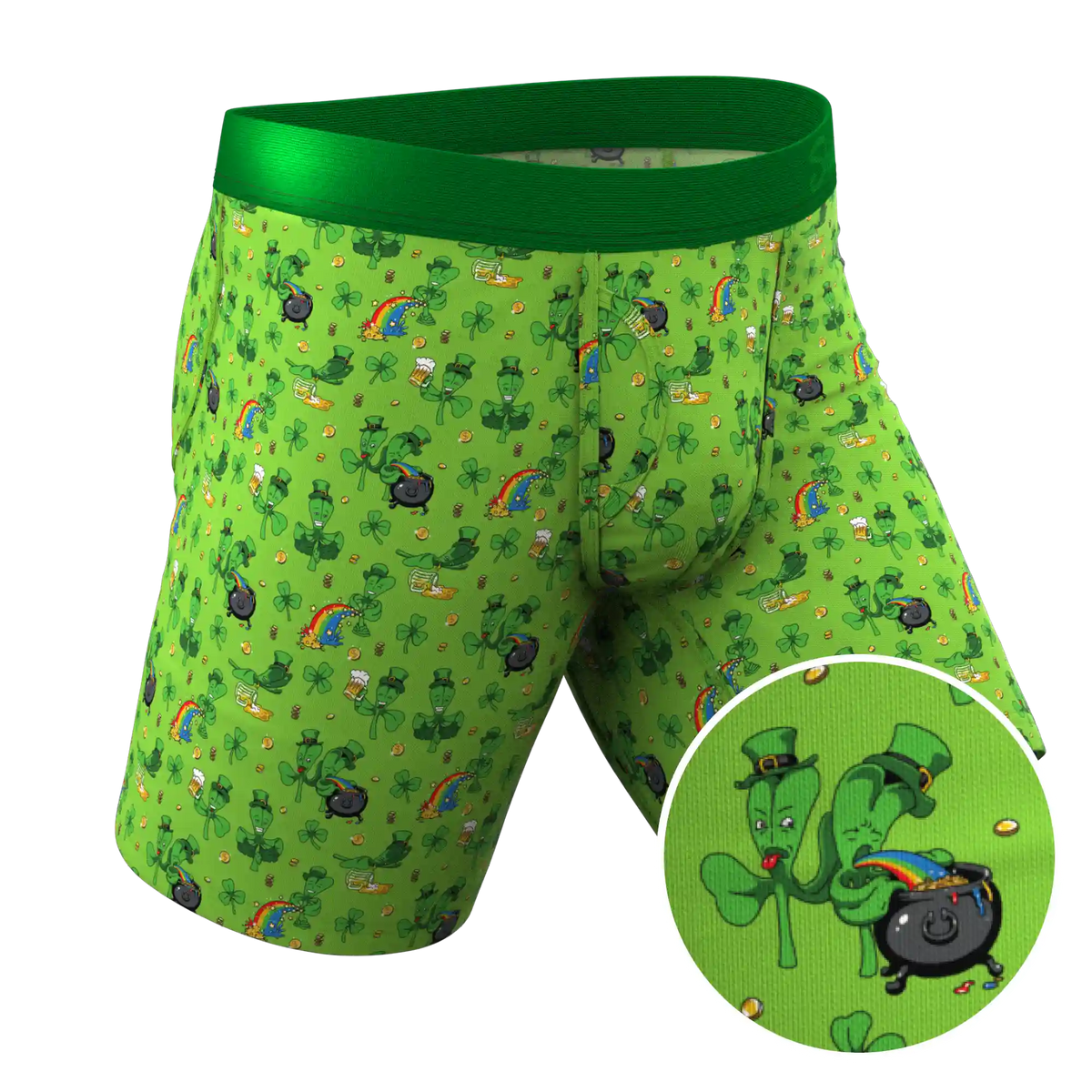The 3 Leafs To The Wind | St Patricks Day Clovers Ball Hammock® Boxer - Long Leg