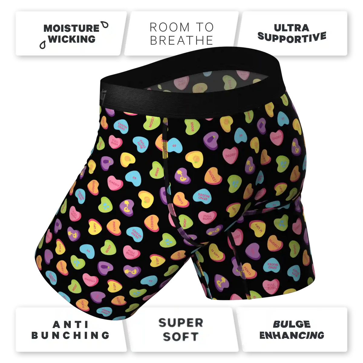 The Smooth Talker | Candy Hearts Ball Hammock® Boxer - Long Leg