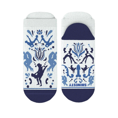 The Risqué Rorschach | Naughty Blue Willow Heel Hammock™ Ankle Socks