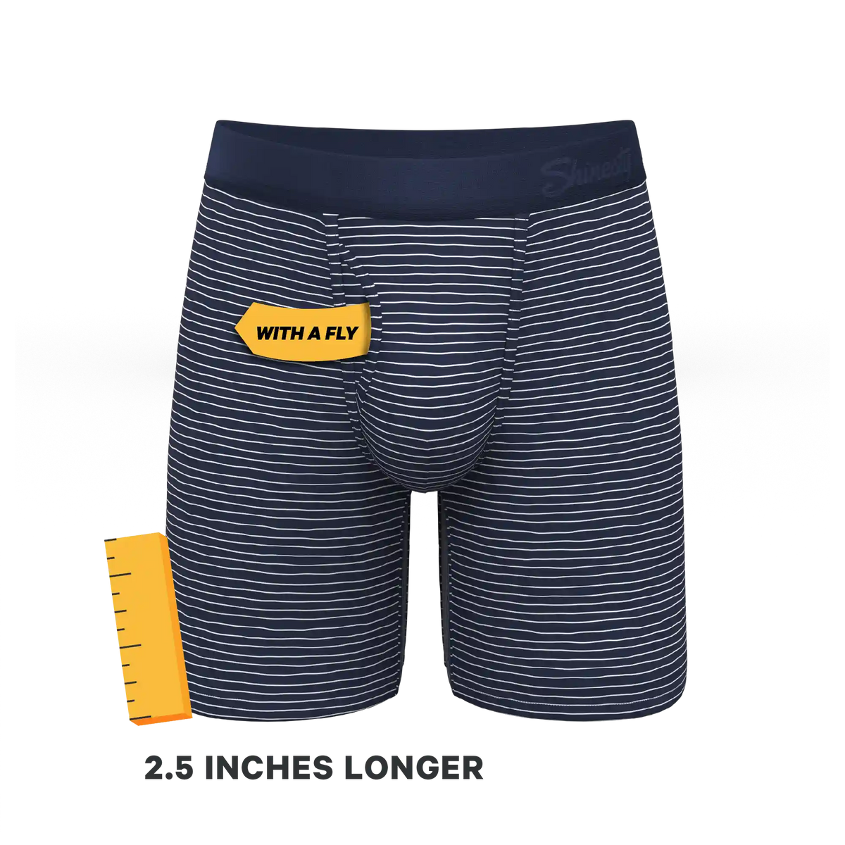 The Cheek Streak | White Stripe Ball Hammock® Boxer - Long Leg