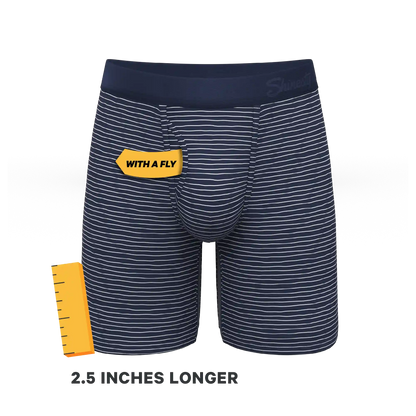 The Cheek Streak | White Stripe Ball Hammock® Boxer - Long Leg