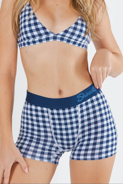 The Mad For Plaid | Navy Gingham Women’s Boxers