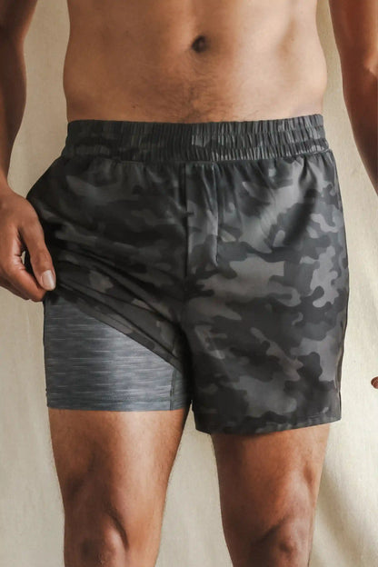 The Darkside | Black and Grey Camo Ball Hammock® 5 Inch Athletic Shorts
