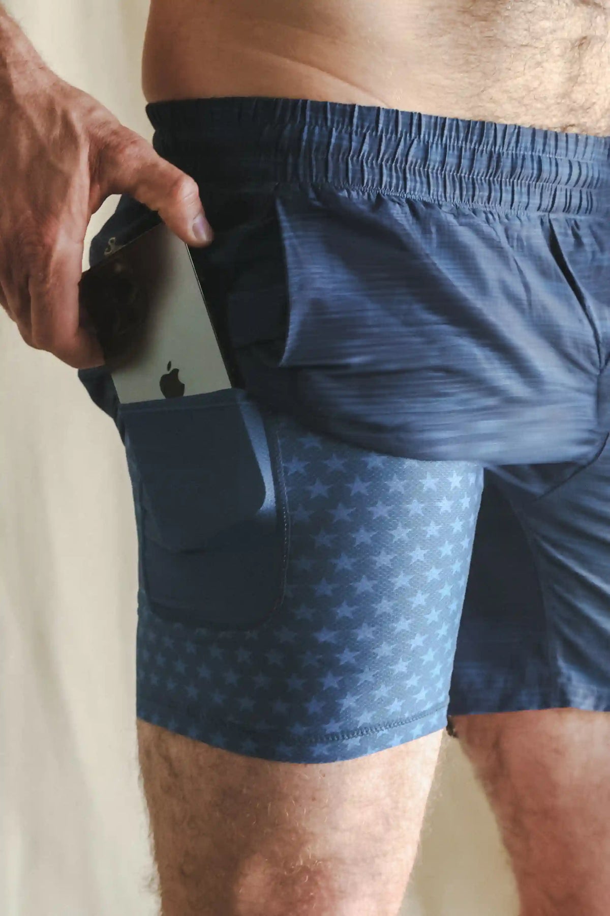 The Cardio King | Navy Space Dye Ball Hammock® 7 Inch Athletic Shorts