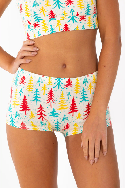 The Pine Tree Playgirl | Retro Christmas Trees Modal Boyshort Underwear