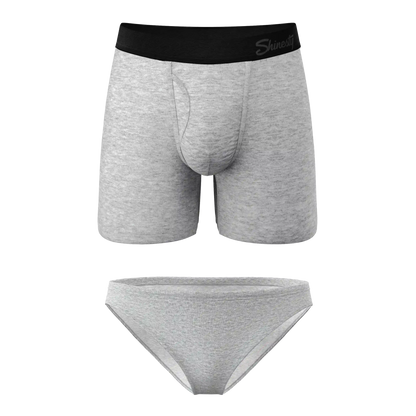 The Intramural Champ | Grey Bikini and Ball Hammock® Boxer With Fly Matching Couples Underwear Pack