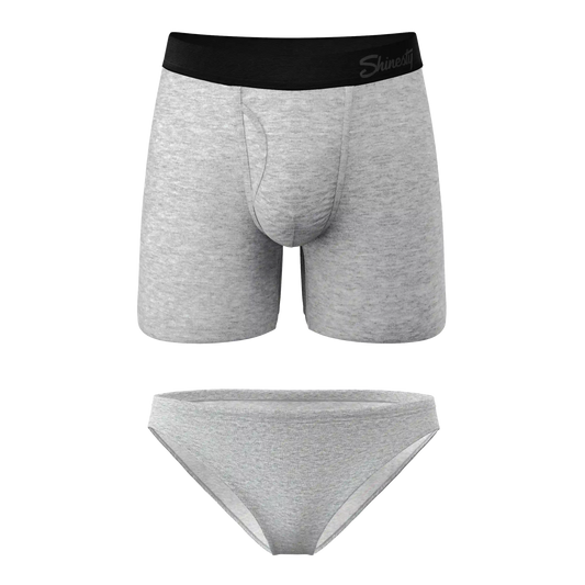 The Intramural Champ | Grey Bikini and Ball Hammock® Boxer With Fly Matching Couples Underwear Pack