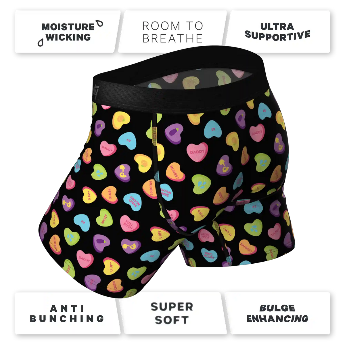 The Smooth Talker | Candy Hearts Ball Hammock® Pouch Underwear With Fly