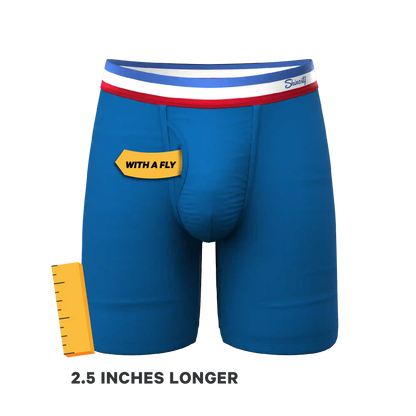 The Morning Glory | Blue with USA Waistband Ball Hammock® Boxer - Long Leg