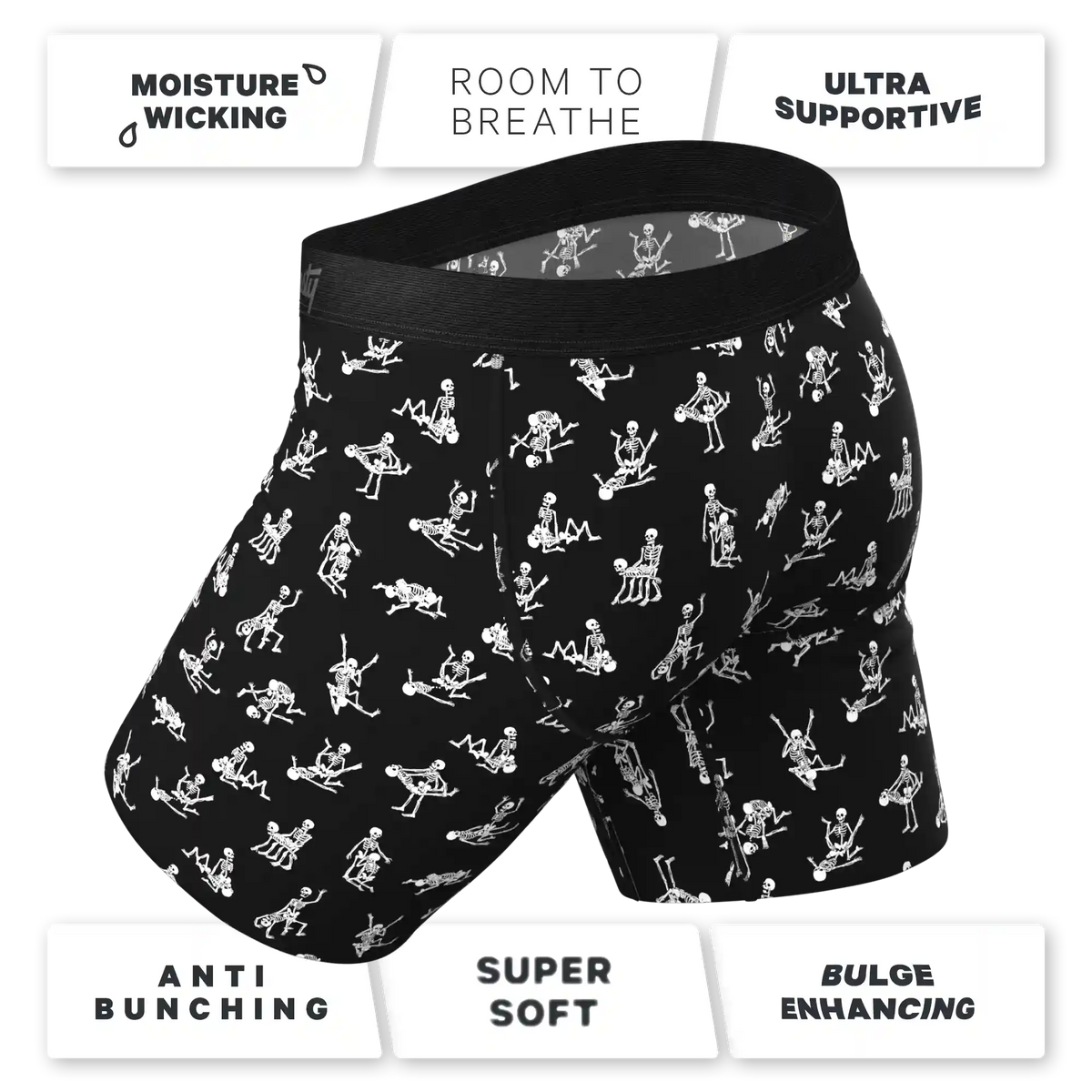 The Bare Back Bones | Glow in the Dark Skeletons Ball Hammock® Boxer - Long Leg