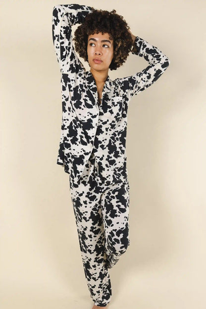 The Graze Escape | Cow Hide SleepDeep™ Women’s Long Sleeve Pajama Set