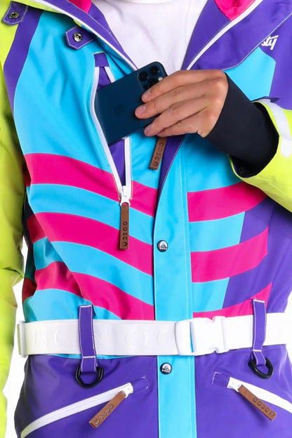 The Chute Your Shot | Men's Neon Purple Retro Ski Suit