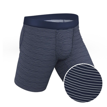 The Cheek Streak | White Stripe Ball Hammock® Boxer - Long Leg