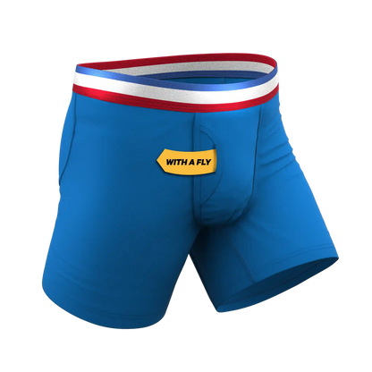 The Morning Glory | Blue with USA Waistband Ball Hammock® Pouch Underwear With Fly