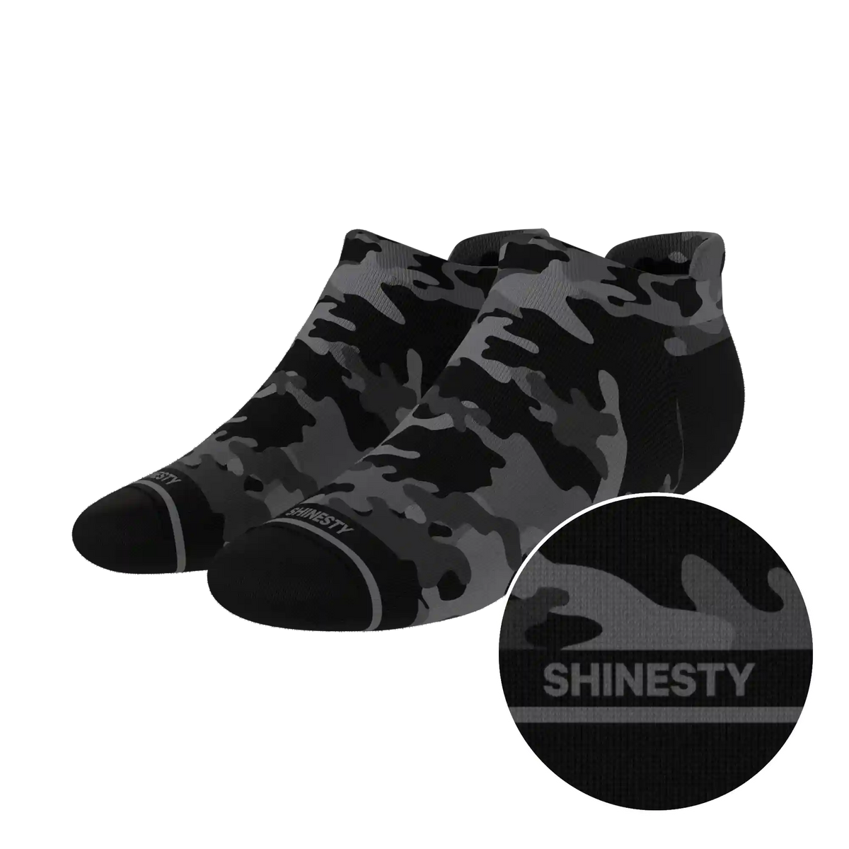 The Darkside | Black Camouflage Heel Hammock™ Ankle Socks