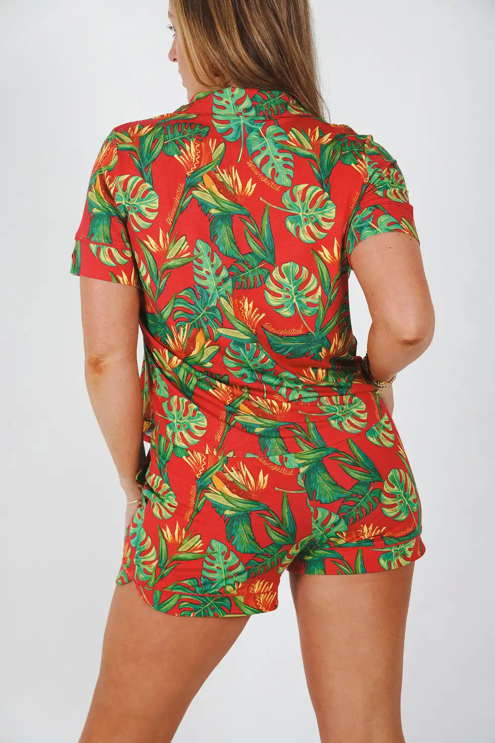 The Wiener In Paradise | Shinesty X Wienerschnitzel Tropical Button Down Short Pajama Set