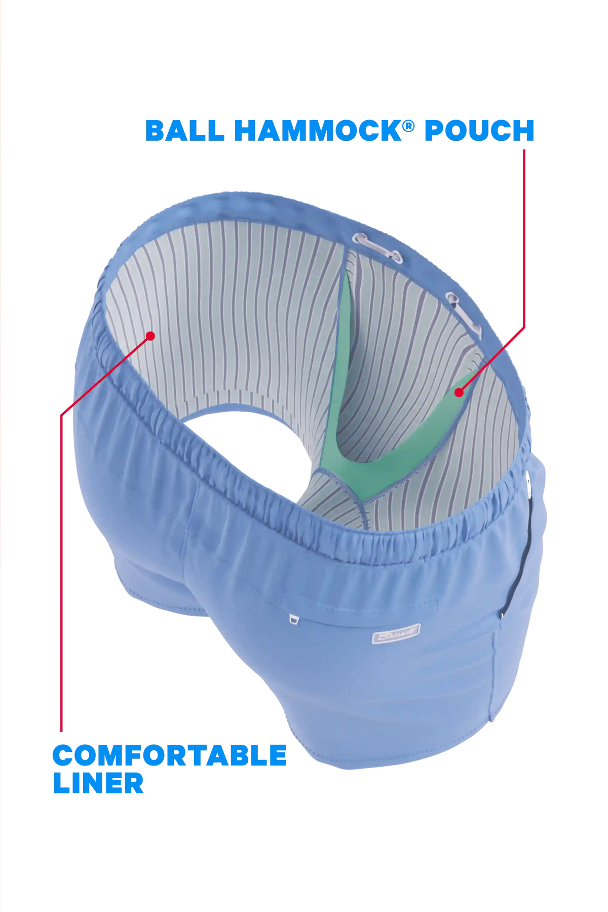 The Belly Flop | Blue and Green Ball Hammock® Pouch 8" Swim Trunks