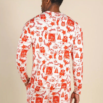 The Santa Slays | Christmas Toile SleepDeep™ Men’s Long Sleeve Pajama Shirt