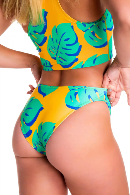 Palm Yourself | Women's Orange Palm Leaf Bikini Bottom