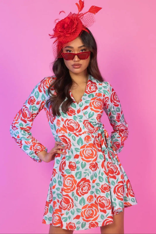 The Win By A Rose | Derby Roses Wrap Dress