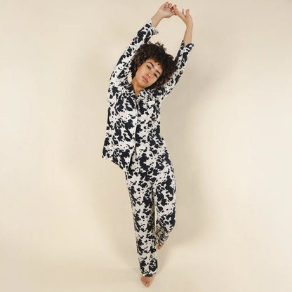The Graze Escape | Cow Hide SleepDeep™ Women’s Long Sleeve Pajama Set