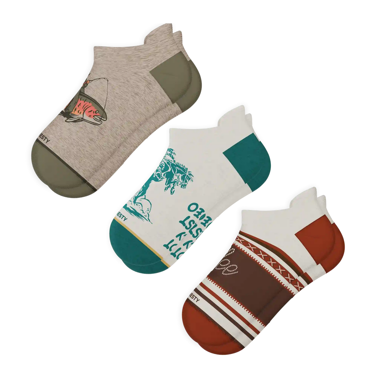 The Western Three | Heel Hammock™ Ankle Socks 3 Pack