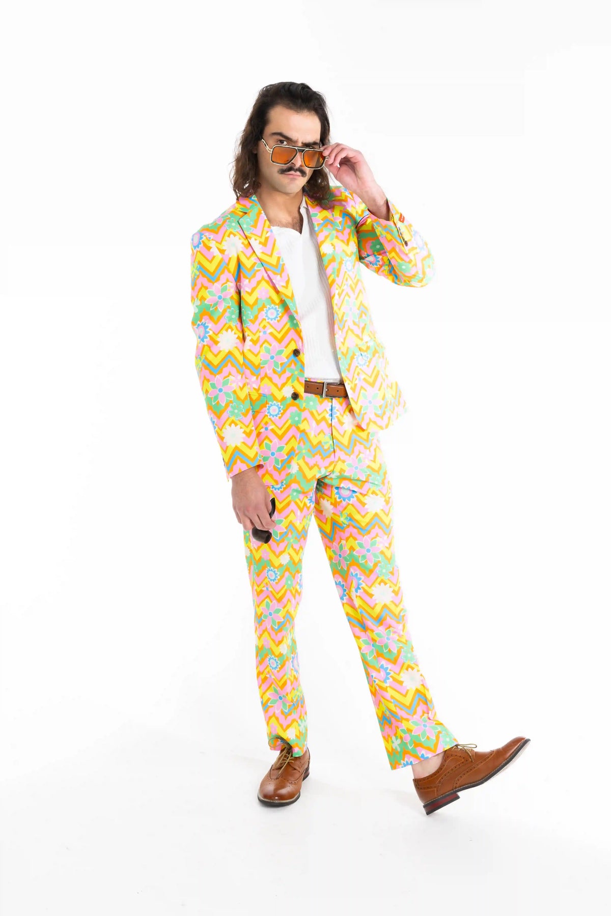 The Solar Flower | Trippy Floral Suit Pants