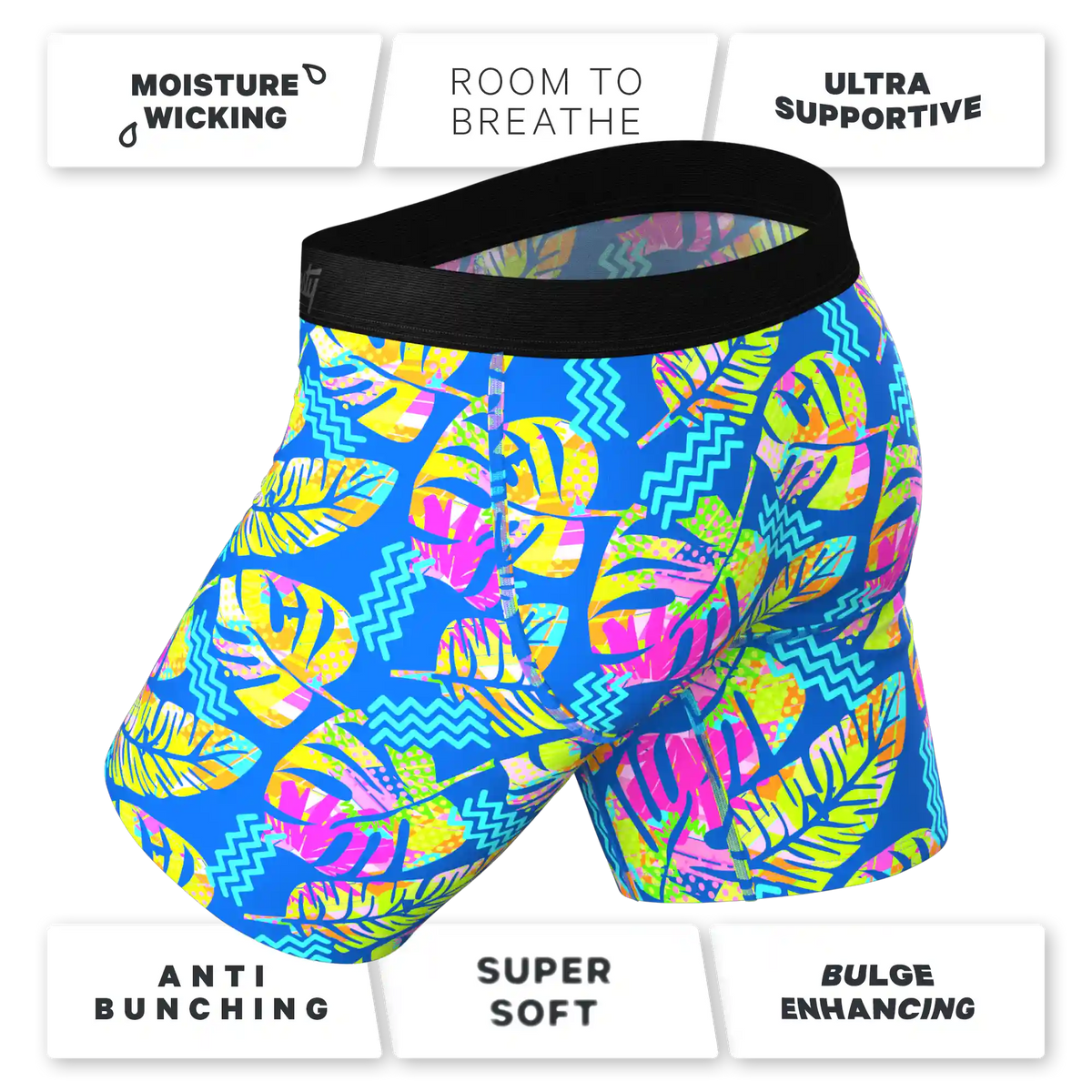 The Oahu Rendezvous | Tropical Leaves Ball Hammock® Boxer - Long Leg