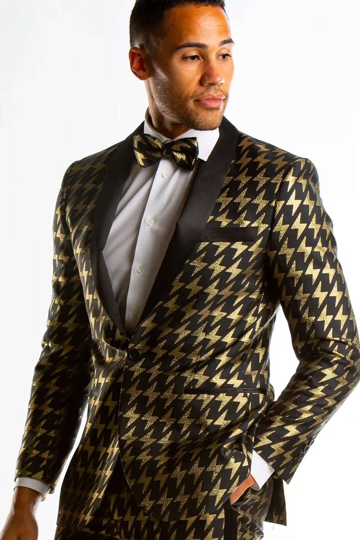 The Caviar and Cocktails | Gold Jacquard Black Label Suit