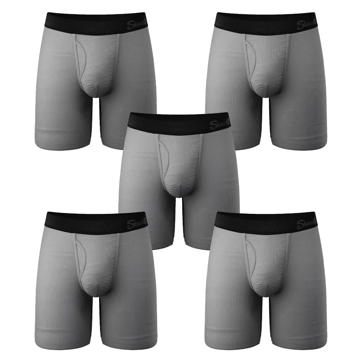 The 50 Shades | Long Leg Grey Ball Hammock® Pouch Underwear With Fly 5 Pack
