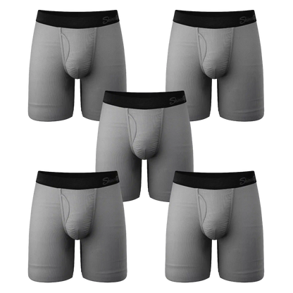 The 50 Shades | Long Leg Grey Ball Hammock® Pouch Underwear With Fly 5 Pack