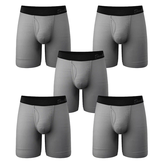 The 50 Shades | Long Leg Grey Ball Hammock® Pouch Underwear With Fly 5 Pack