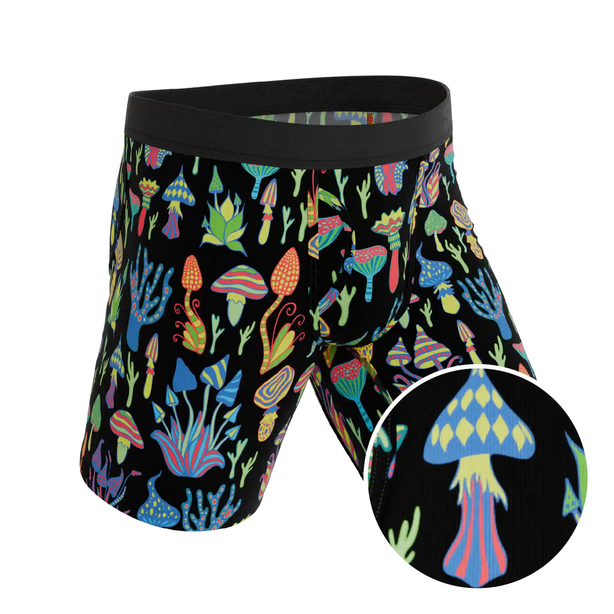 The Super Shroom | Neon Mushrooms Ball Hammock® Boxer - Long Leg