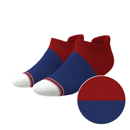 The Fourth | Patriotic Red and Blue Heel Hammock™ Ankle Socks