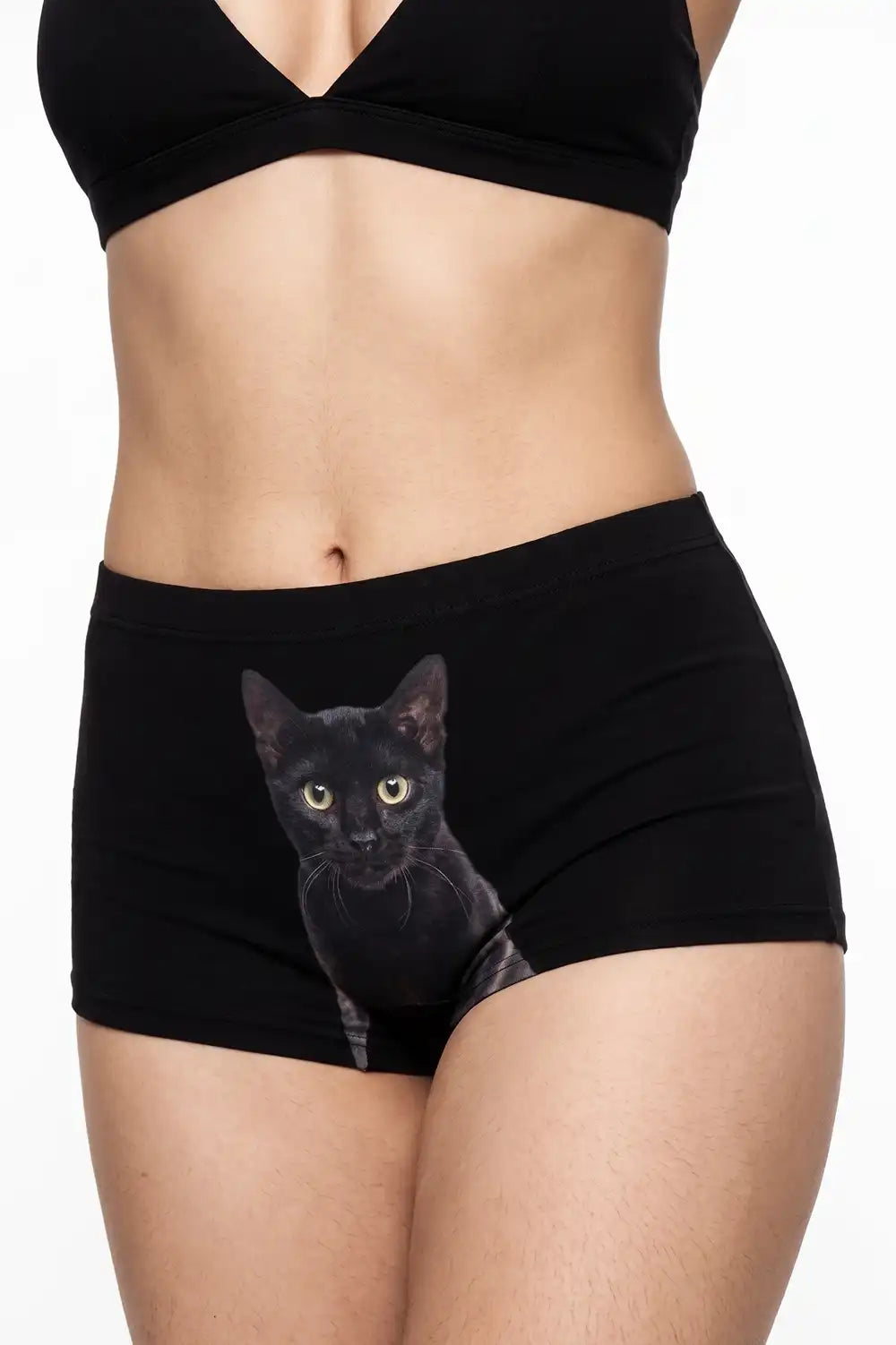 The Hex Appeal | Black Cat Modal Boyshort Underwear