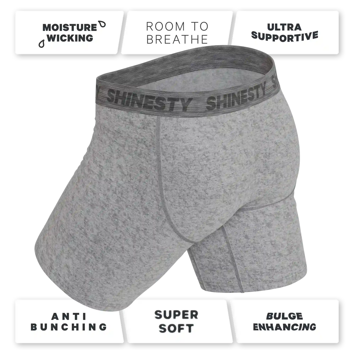 The Flintstone | Heather Grey and Black Ball Hammock® Boxer - Long Leg