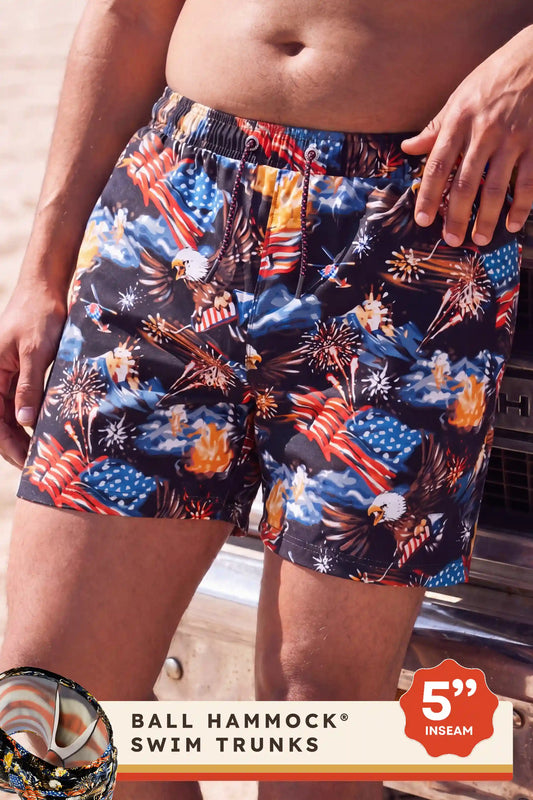 The Declaration | Americana Eagles Ball Hammock® Pouch 5" Swim Trunks