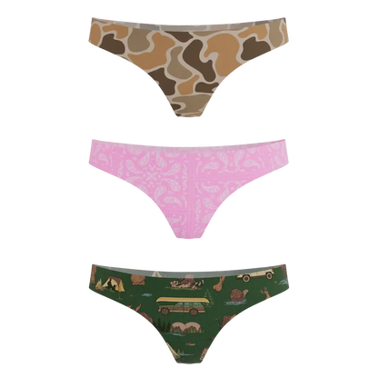 The Happy Trails | Women's Thong Underwear 3 Pack